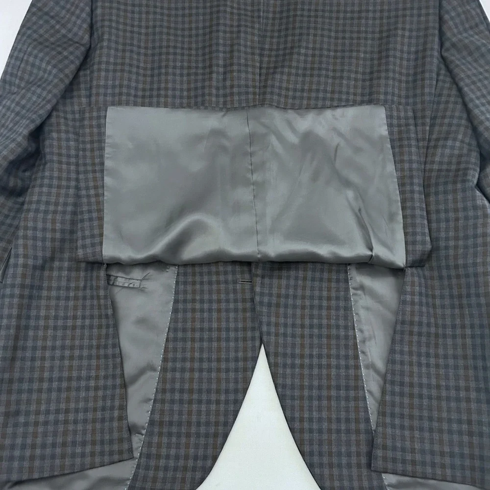 Peter Millar Flynn Sport Coat Men 44R Blue Brown Check 100% Wool Blazer Jacket
